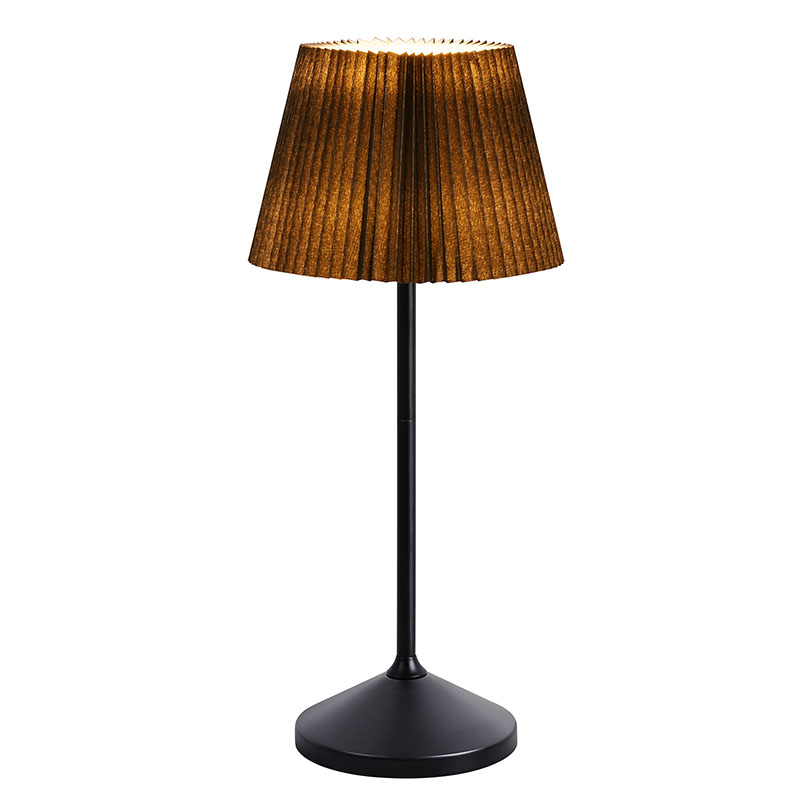 Juoda Led stalinė lempa su medžiaginiu gaubtu