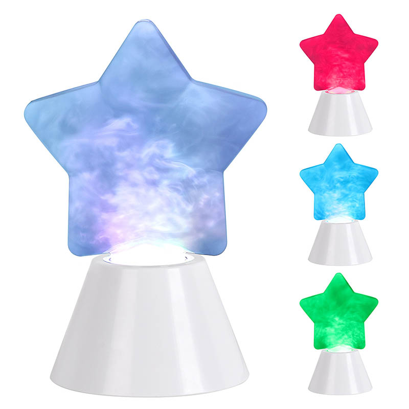 Debesuota žvaigždė Liquid Night Light su plastikine baze