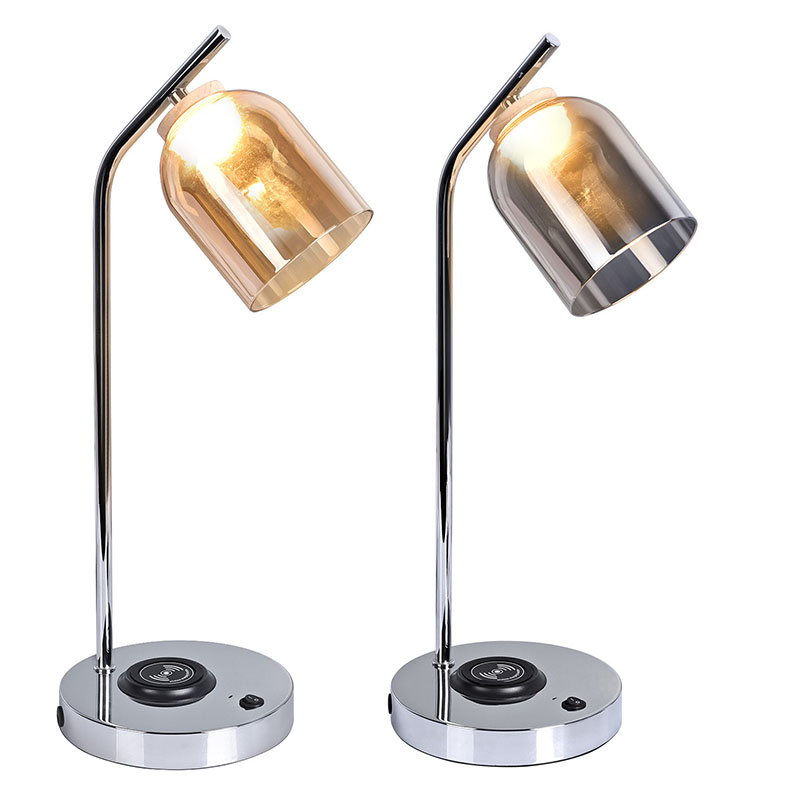 QI LED stalinė lempa su stiklo gaubtu