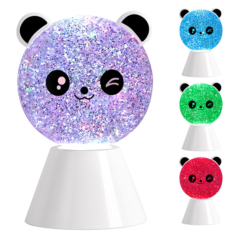 Smile Panda naktinė lempa su RGB Glitter Liquid